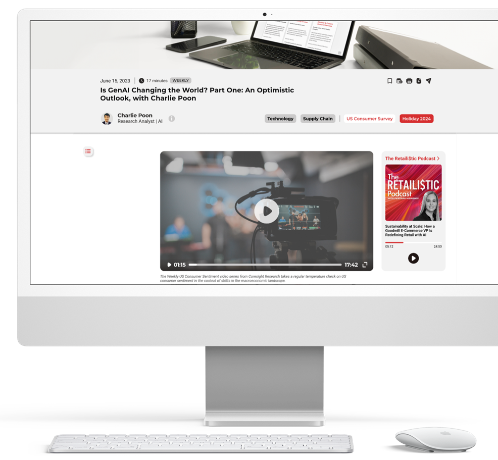 Desktop computer displaying research dashboard