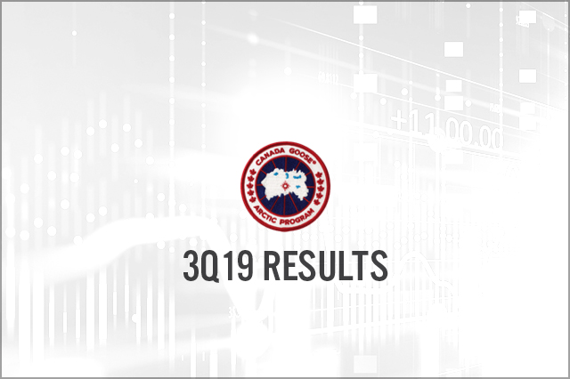 Canada Goose (NYSE: GOOS) 3Q19 Results: Revenue and EPS Beat Consensus, Raises FY19 Guidance