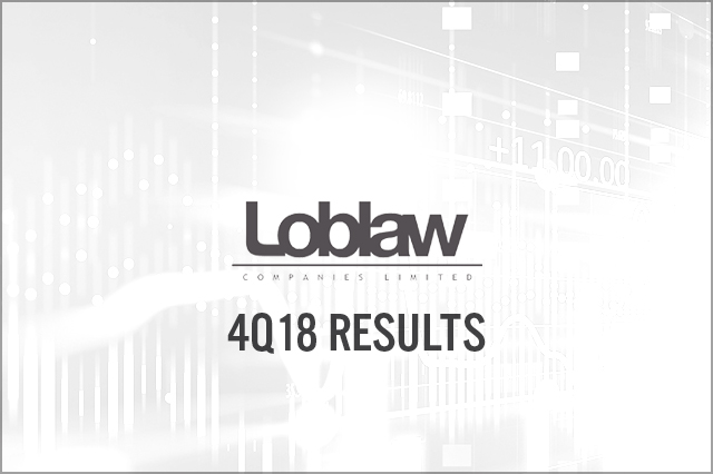 Loblaw (TSX: L) 4Q18 Results: Revenues Miss Expectations as Food Demand Proves “Moderate” and Pharmacy Sales Remain Soft