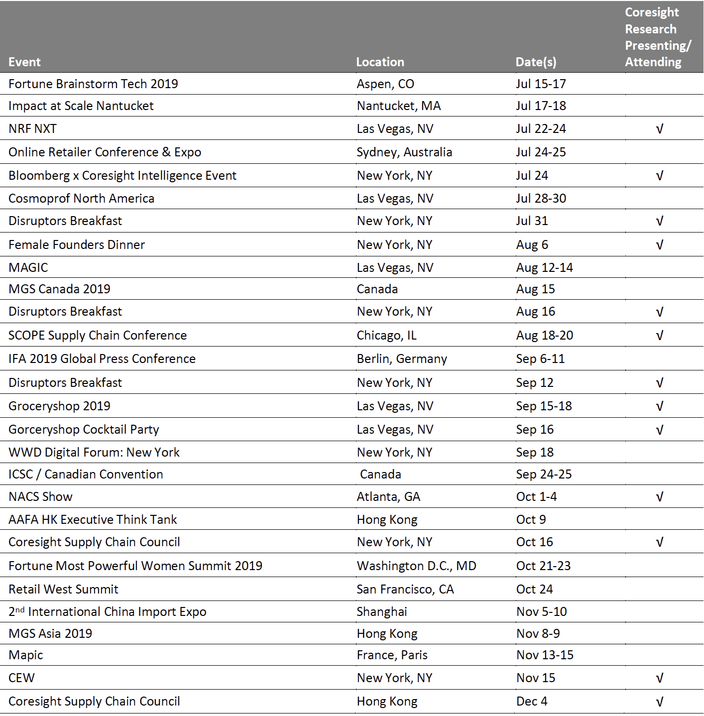 EVENT CALENDAR