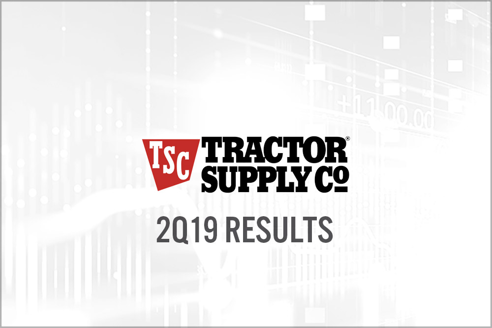 Tractor Supply Company (NASDAQ TSCO) 2Q19 Results Comps Beat