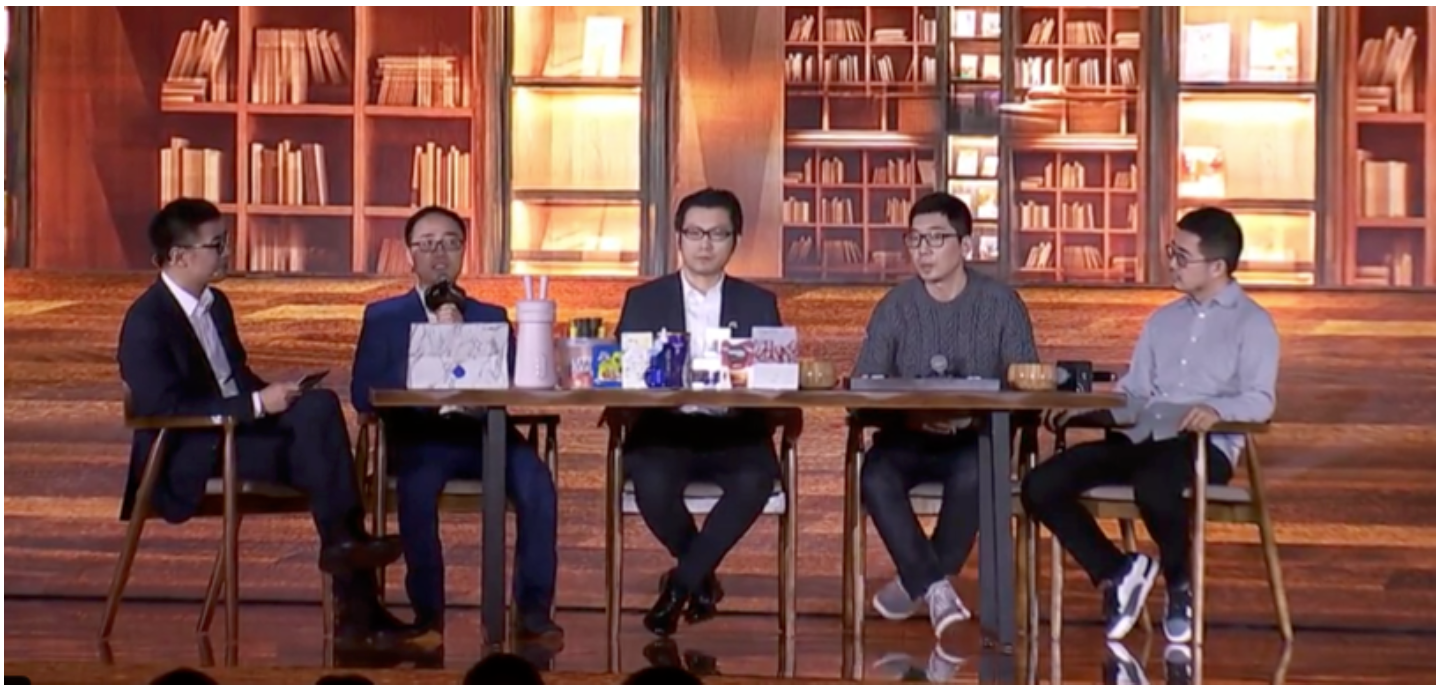 The product innovation panel-from left to right: Jet Jing, Vice President, Alibaba; Ye Yong, Vice President, Jo Young; Chris Tung, Chief Marketing Officer, Alibaba; Wu Jun, Founder of San Dun Ban Coffee; and, Jiang Fan, President of Tmall and Taobao Source: Coresight Research