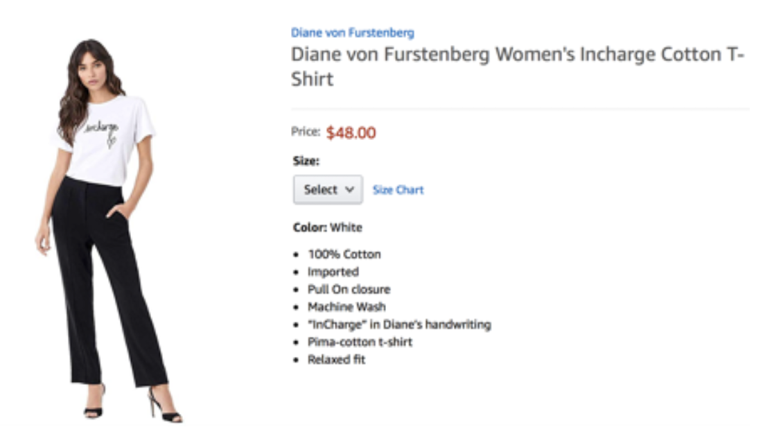 Diane von Furstenberg’s “In Charge” T-shirts on Amazon