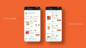 Displaying inventory in online shopping app