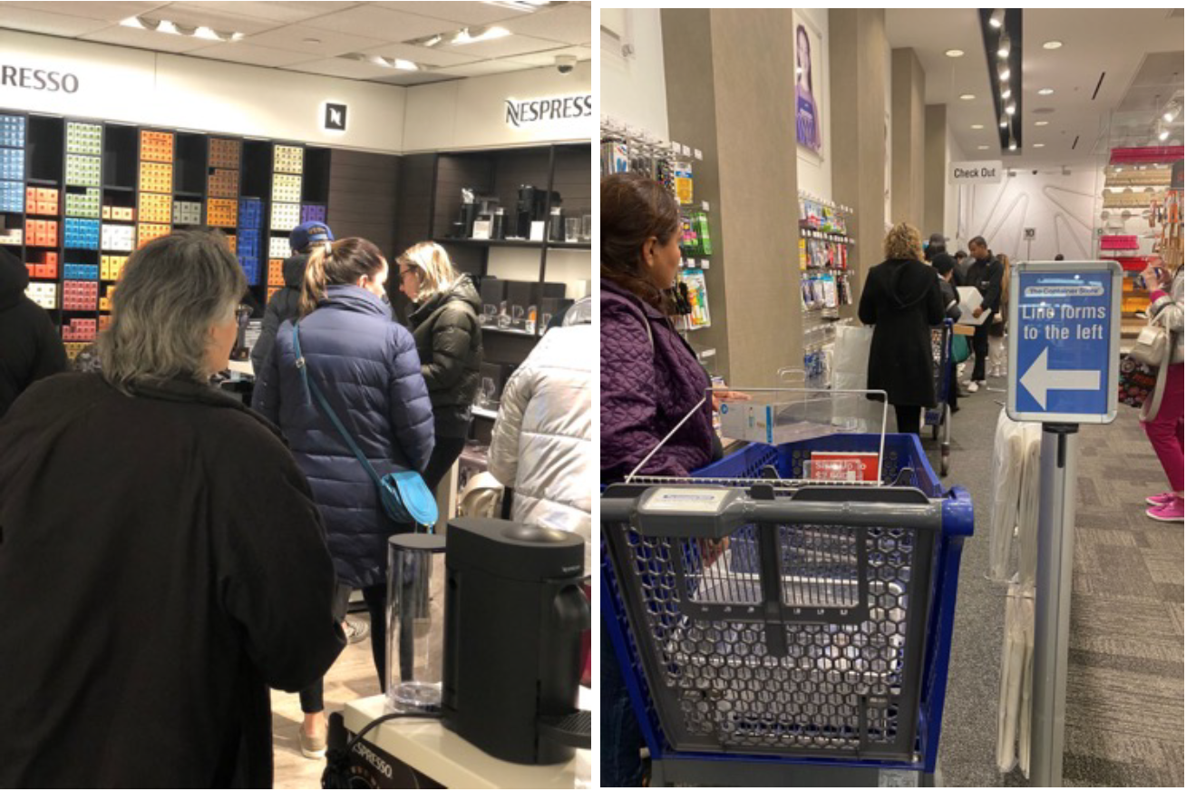 Nespresso shop-in-shop (left) in New York City’s Bloomingdale’s (L); The container store in New York City (right)