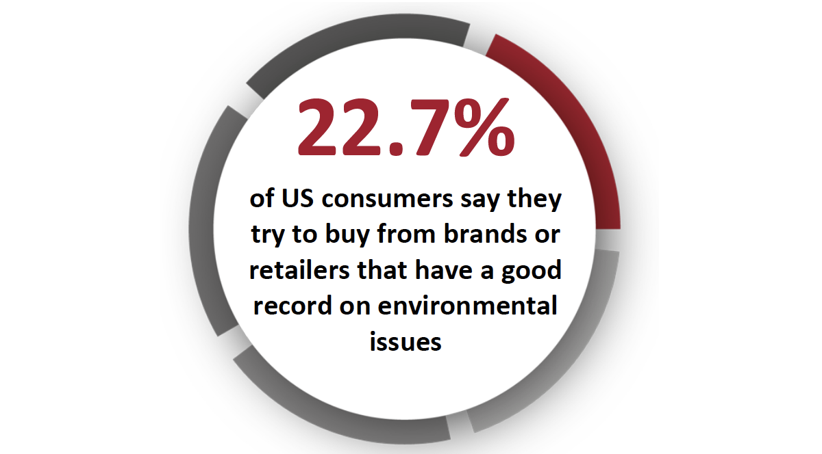 22.7% of US consumers say they try to buy from brands or retailers that have a good record on environmental issues