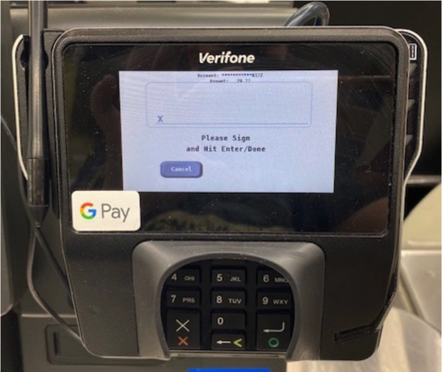 A payment terminal that still requires the consumer to touch the screen