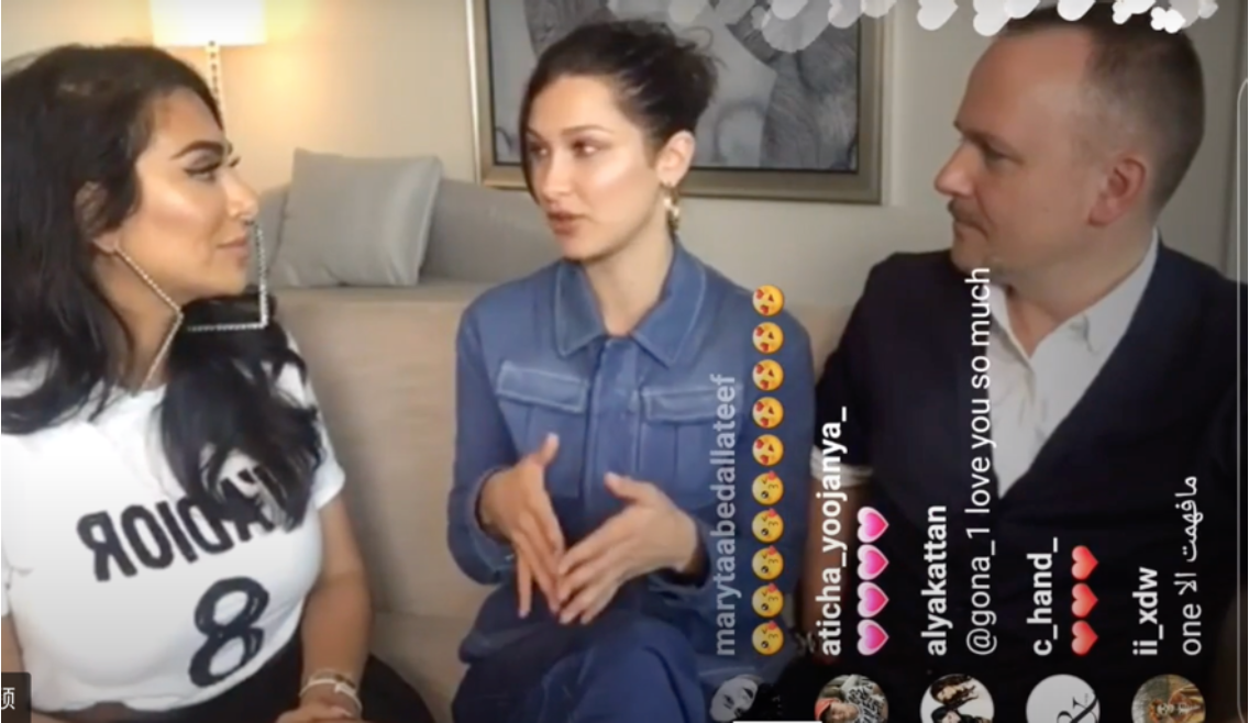 In this live video by celebrity Kim Kardashian, model Bella Hadid was invited to share her makeup methods and products