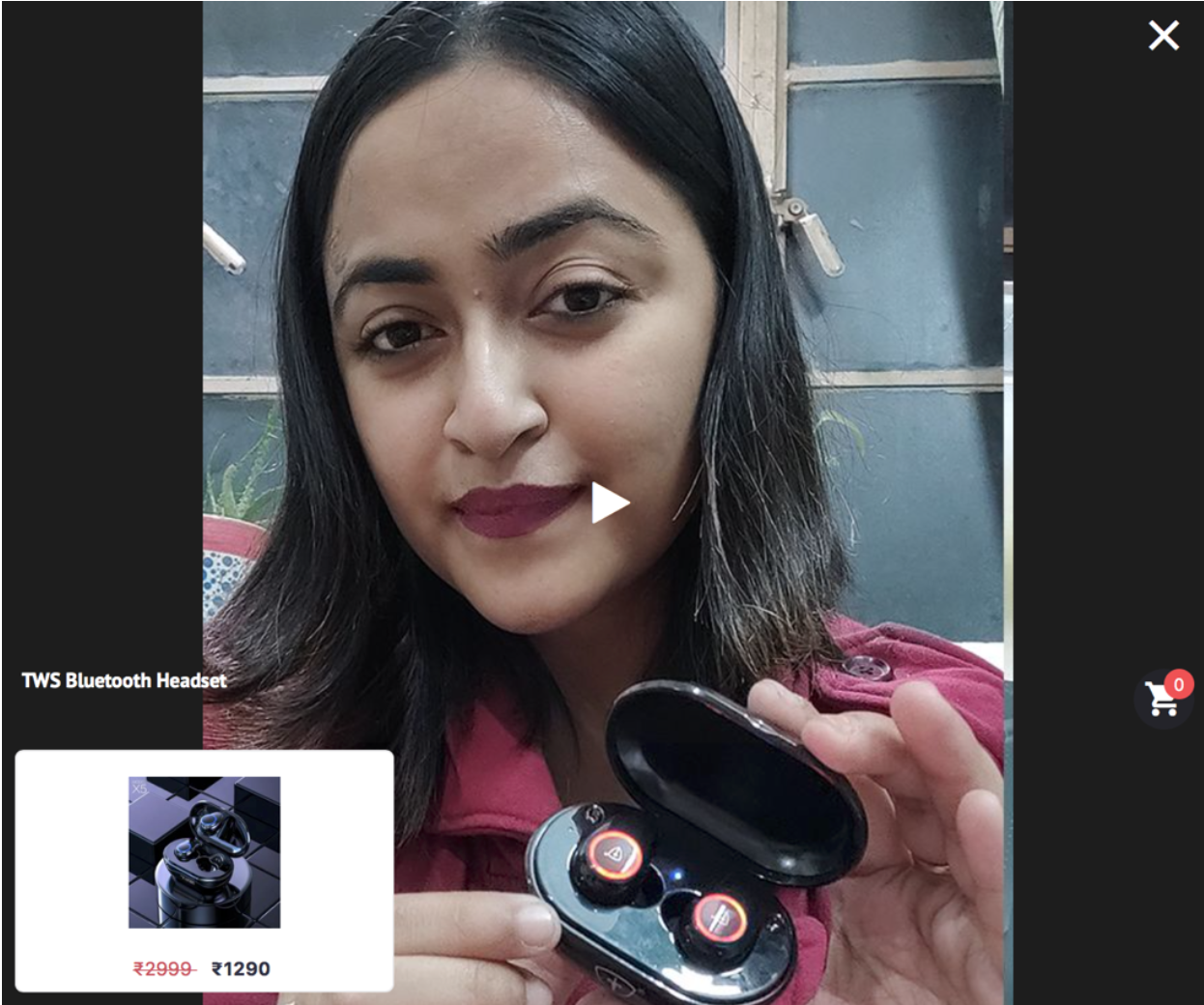 Influencer Pallabi Guha demonstrates a TWS Bluetooth Headset