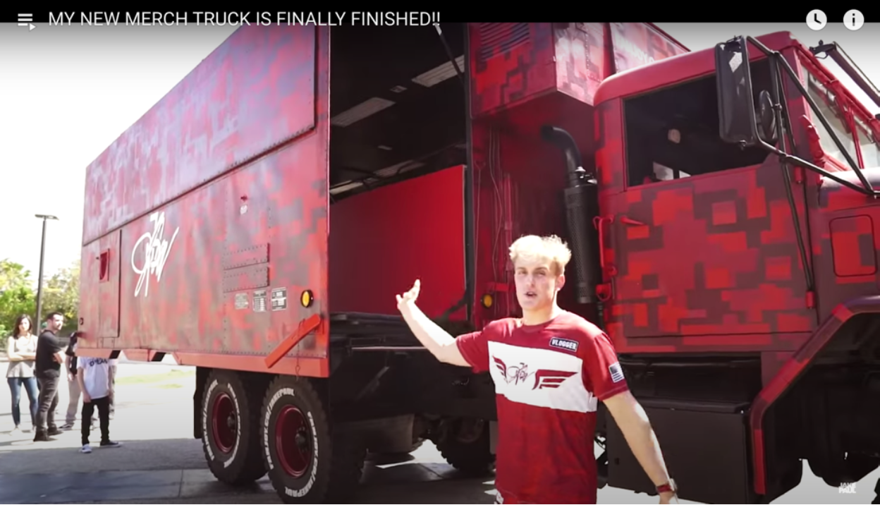 Youtuber Jake Paul’s merchandise truck