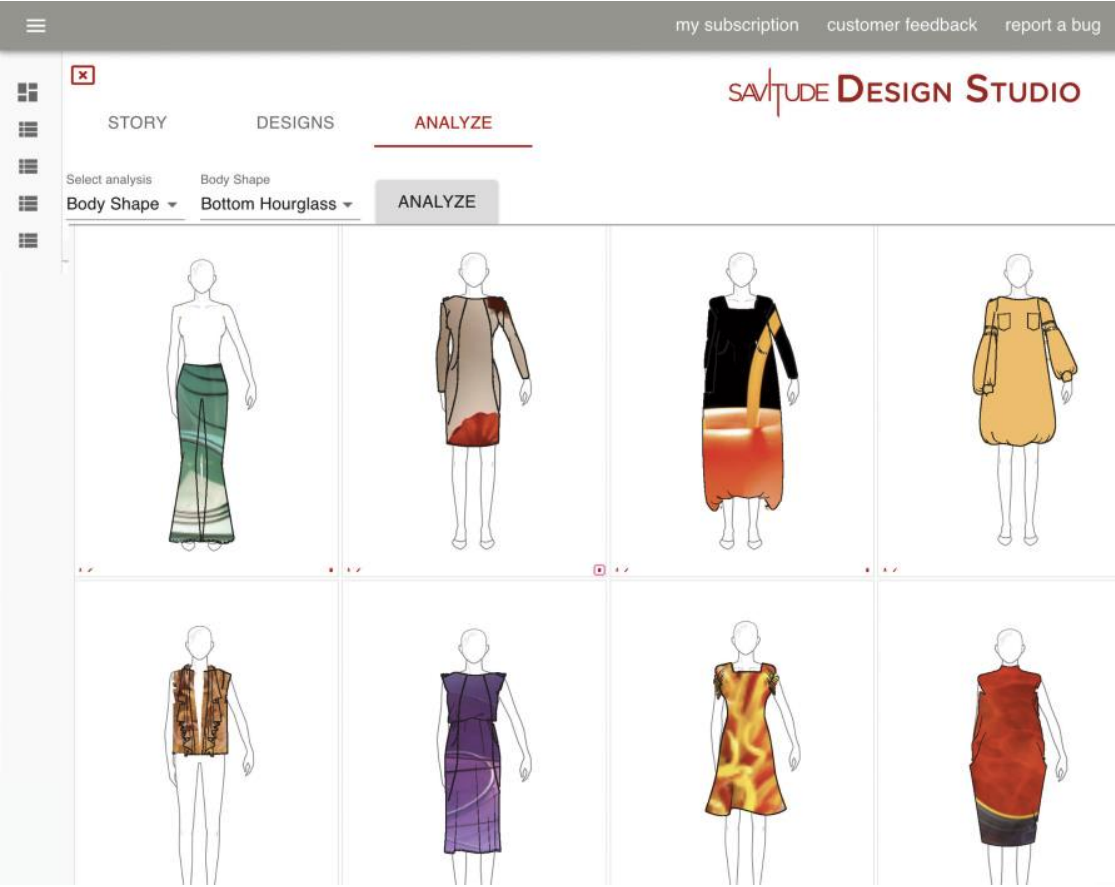 Viewing fit analytics on AI generated designs on the Savitude platform