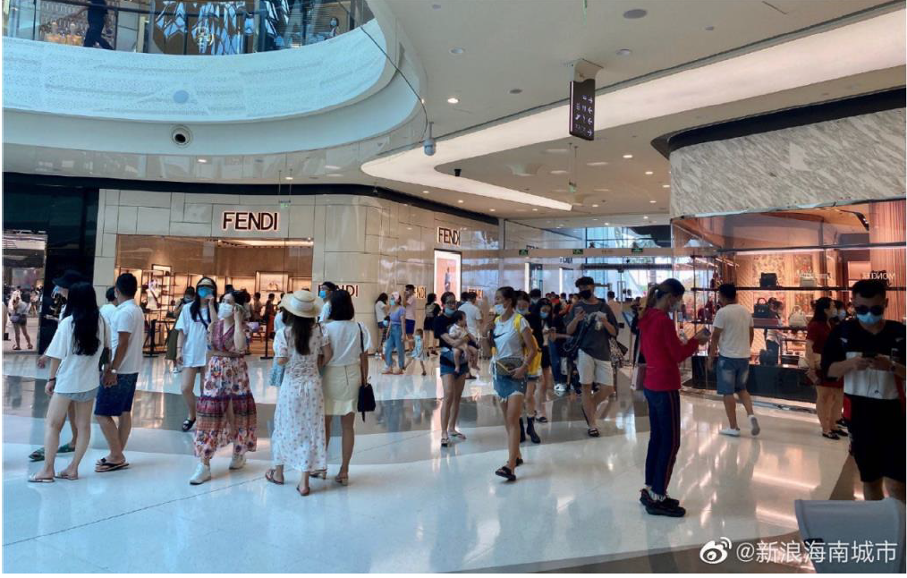 Chinese tourists shop at the Sanya International Duty-Free Shopping Complex in Hainan