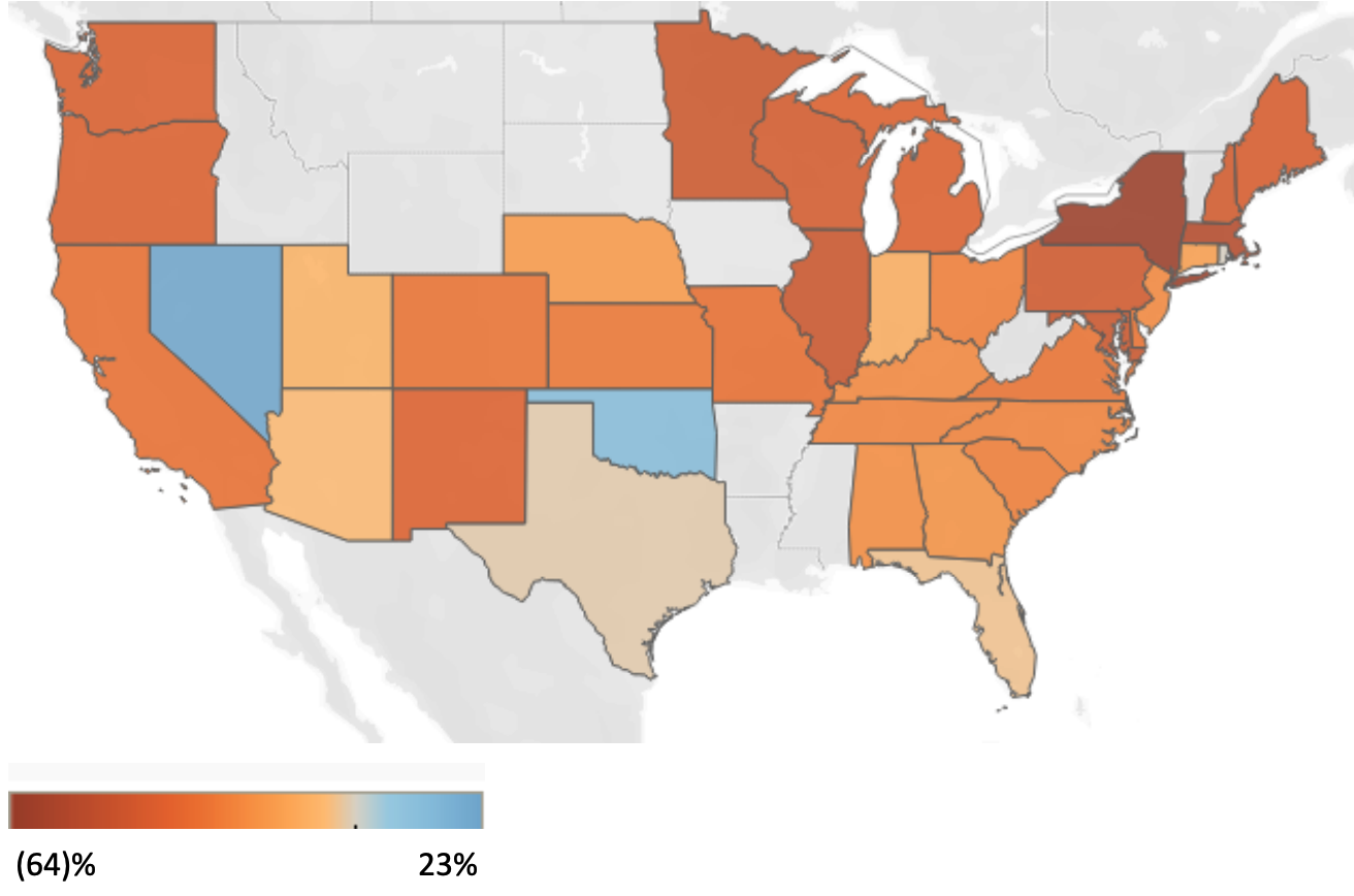 Seated Diners by State, Seven-Day Average as of April 16, 2021