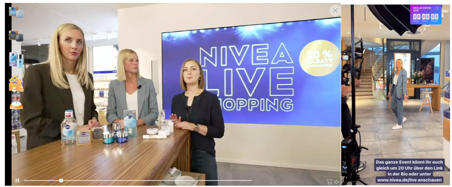 Vogel (left), Rusch (center) and Conzelmann (right) host Nivea’s first livestream show 