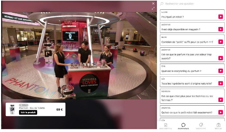 Sephora TV’s first store-based livestream, promoting Paco Rabanne perfumes 