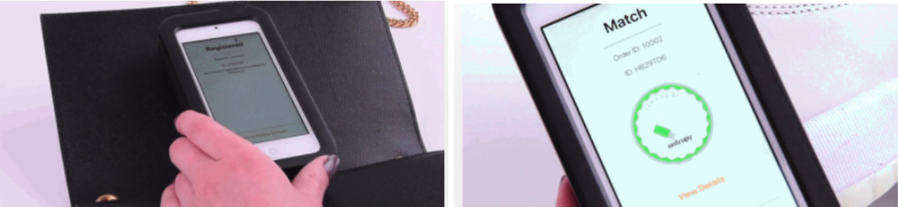 Entrupy’s Fingerprinting device capturing the microscopic images of a purse.