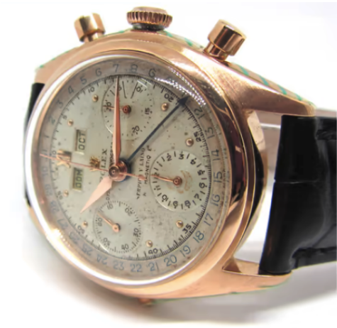 A 1950s Rolex Oyster Chronograph Jean Claude Killy pink gold watch