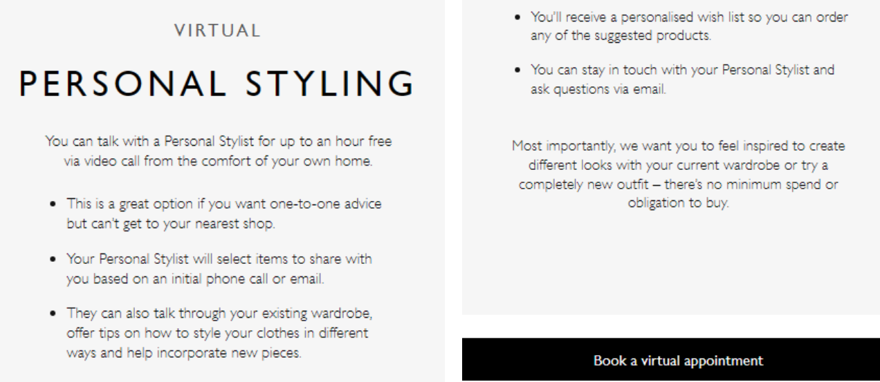 John Lewis virtual styling appointments