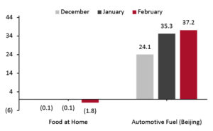 Consumer Prices for Food at Home and Automotive Fuel: YoY % Change