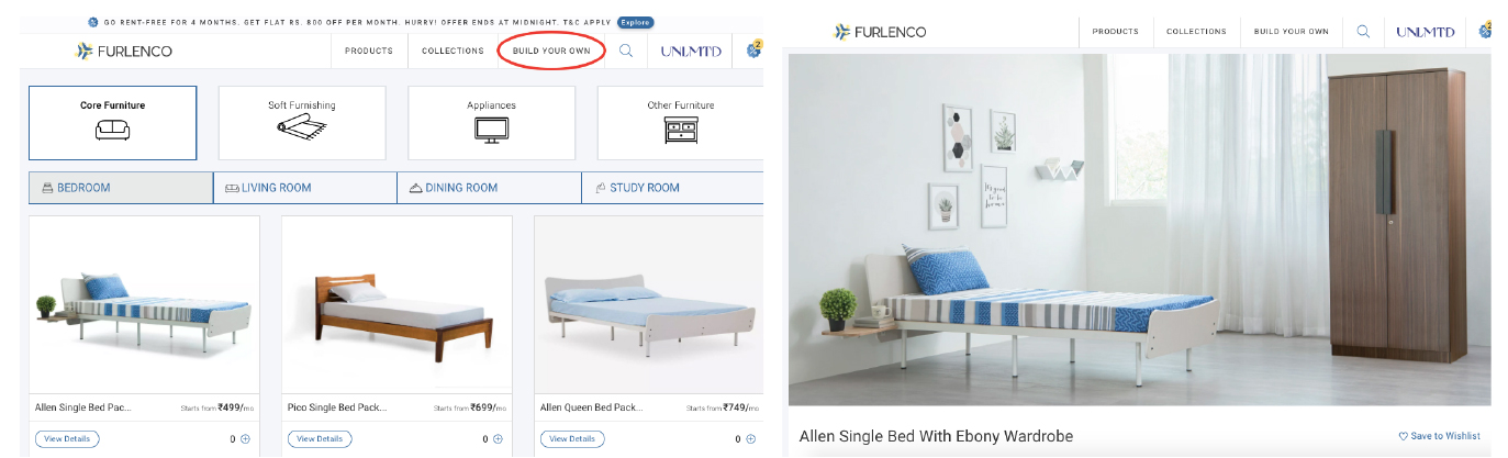 Furlenco’s customization of rental furniture and furniture combo offerings 