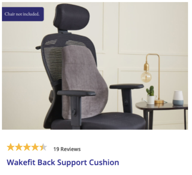 Wakefit bundles back support cushion with office chairs for improved comfort 