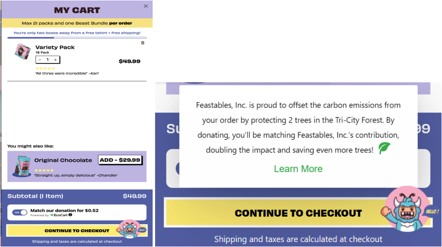 EcoCart’s carbon-neutral checkout feature