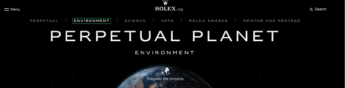 Rolex’s site for environmental and social initiatives