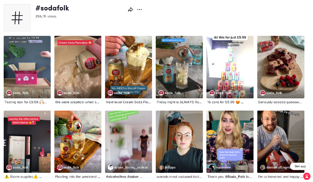 Soda Folk short videos created by TikTok creators and influencers, using the hashtag #sodafolk 