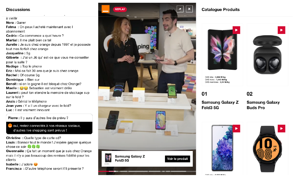 Orange France’s first live shopping session, promoting Samsung’s products  