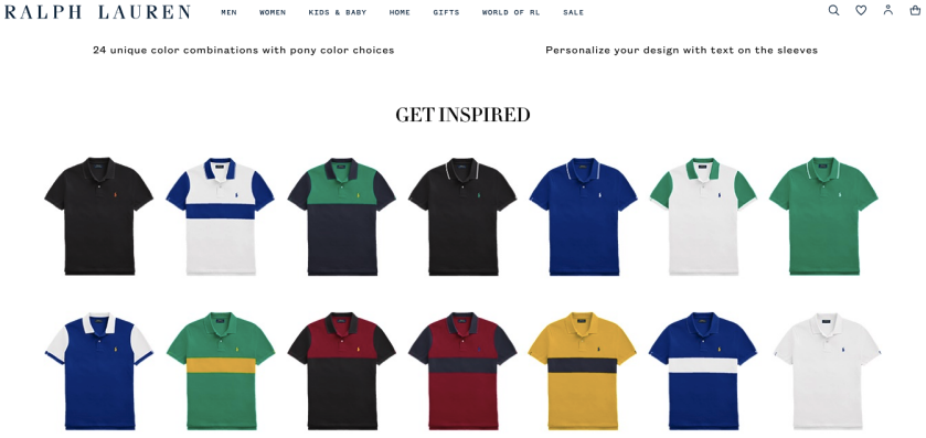 Polo customization options available on Ralph Lauren’s website