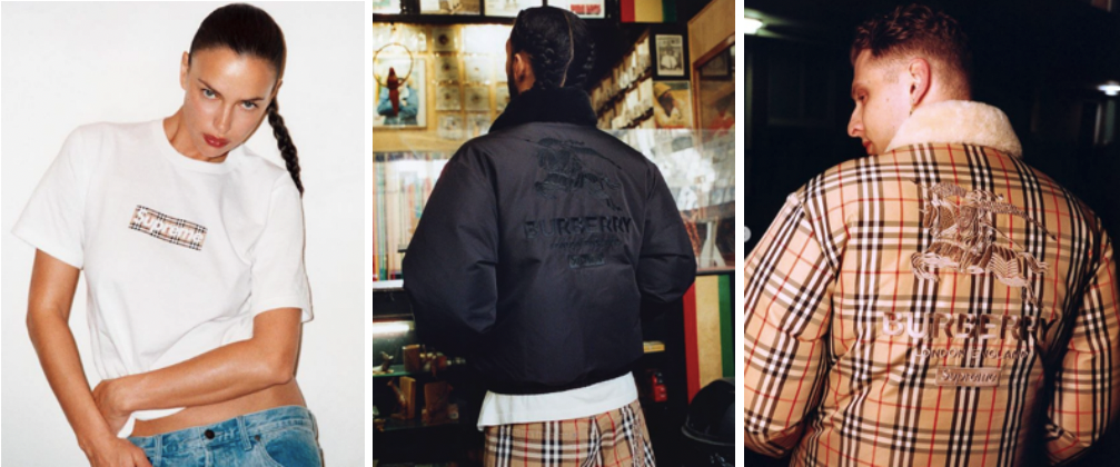 T-shirt and jackets from the Burberry-Supreme collection