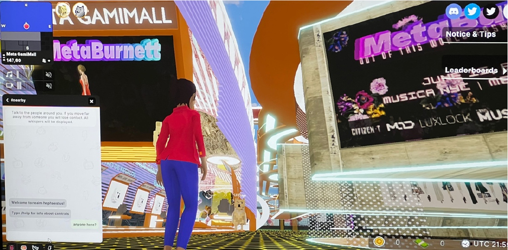 MetaBurnett at Meta GamiMall in Decentraland 