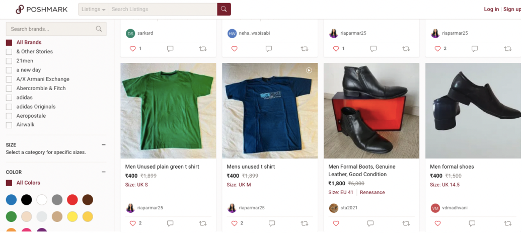 Poshmark India offers secondhand clothing and footwear for men